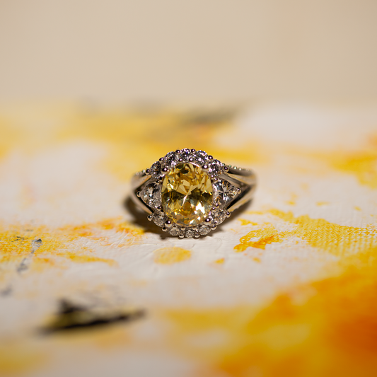 Cubic Zirconia Orange | Solid 925 Sterling Silver Ring