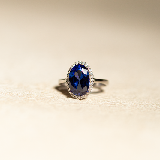 Cubic Zirconia Navy | Solid 925 Sterling Silver Ring