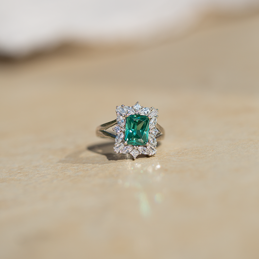 Cubic Zirconia Green | Solid 925 Sterling Silver Ring