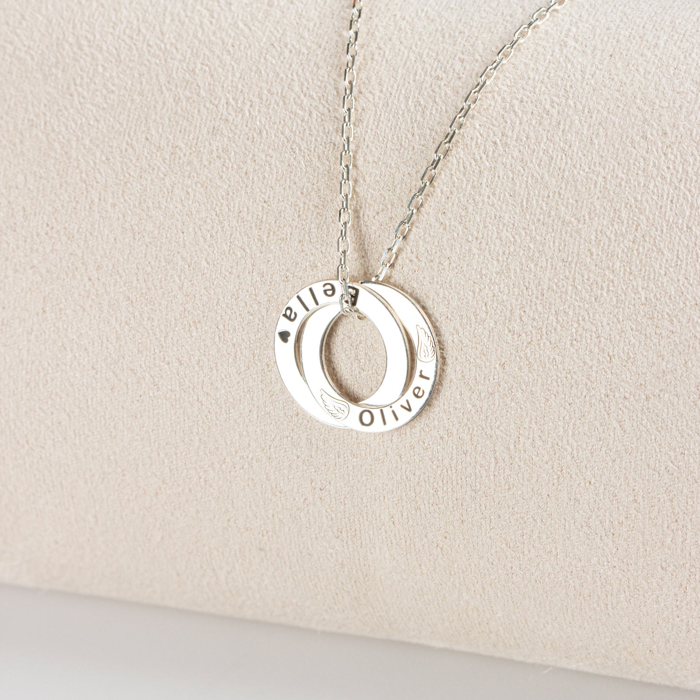 Personalised Russian Ring Necklace | Name Engraved Family Necklace | Personalised Jewellery | Mom Necklace With Kids Names |Interlock Circle