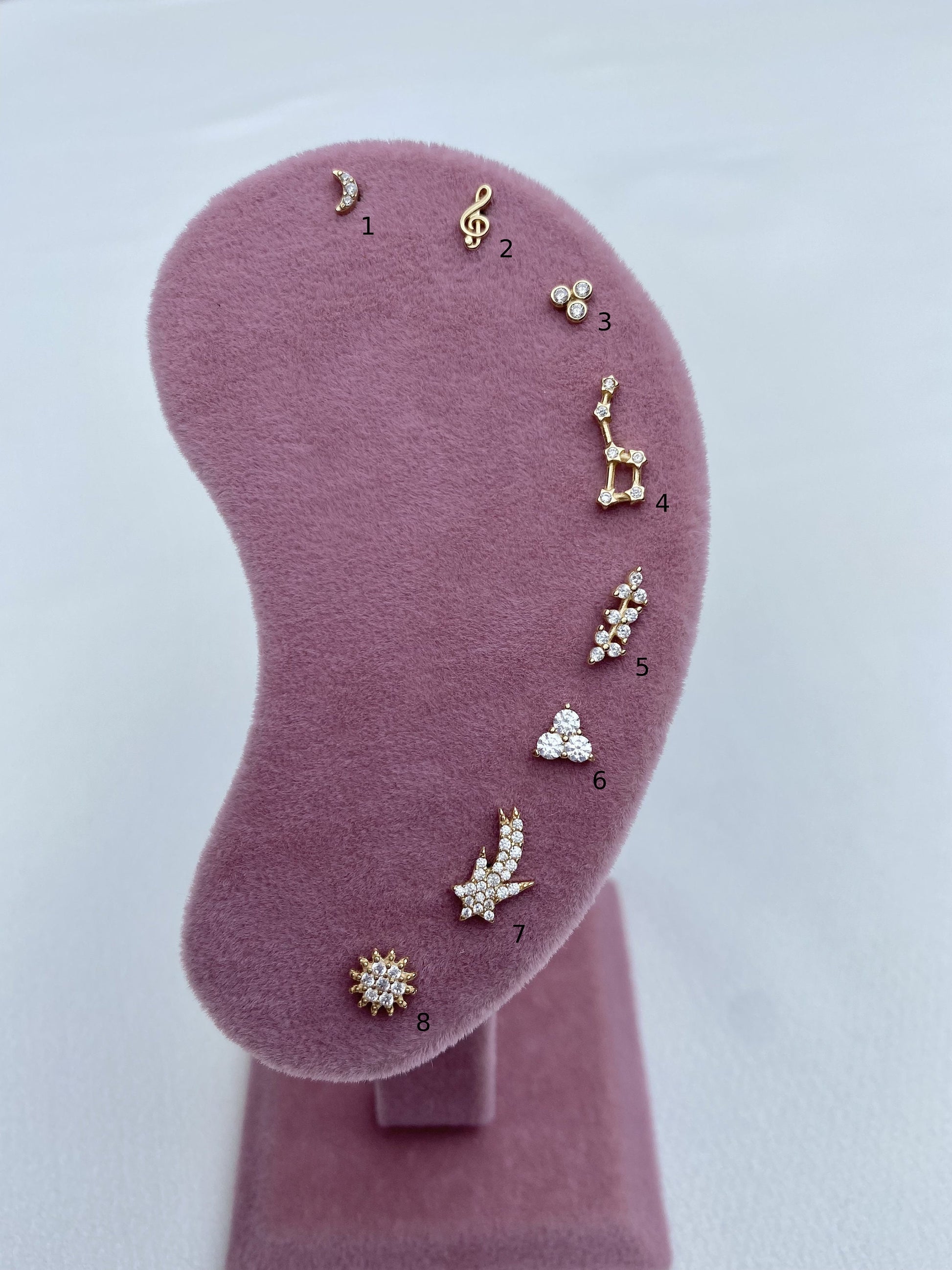 14K Solid Gold Tragus Piercing |Minimal Design Gold Piercing |Gold Nose Stud | Zodiac Piercing |Dainty Gold Piercing | Stud Nose Piercing