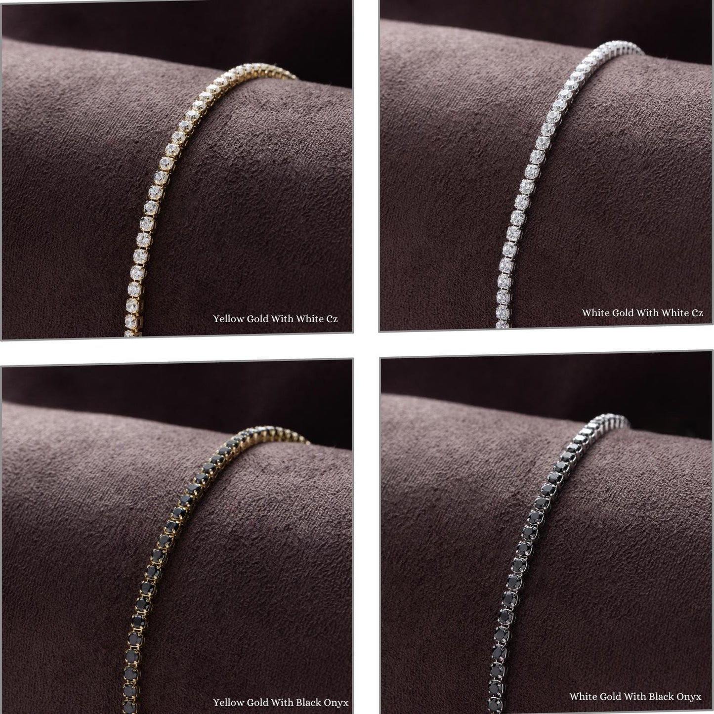 14K Gold Tennis Bracelet | 14K Solid Gold 2mm Tennis Bracelet | Dainty Gold Anniversary Tennis Bracelet | 14K Yellow Gold and White Gold