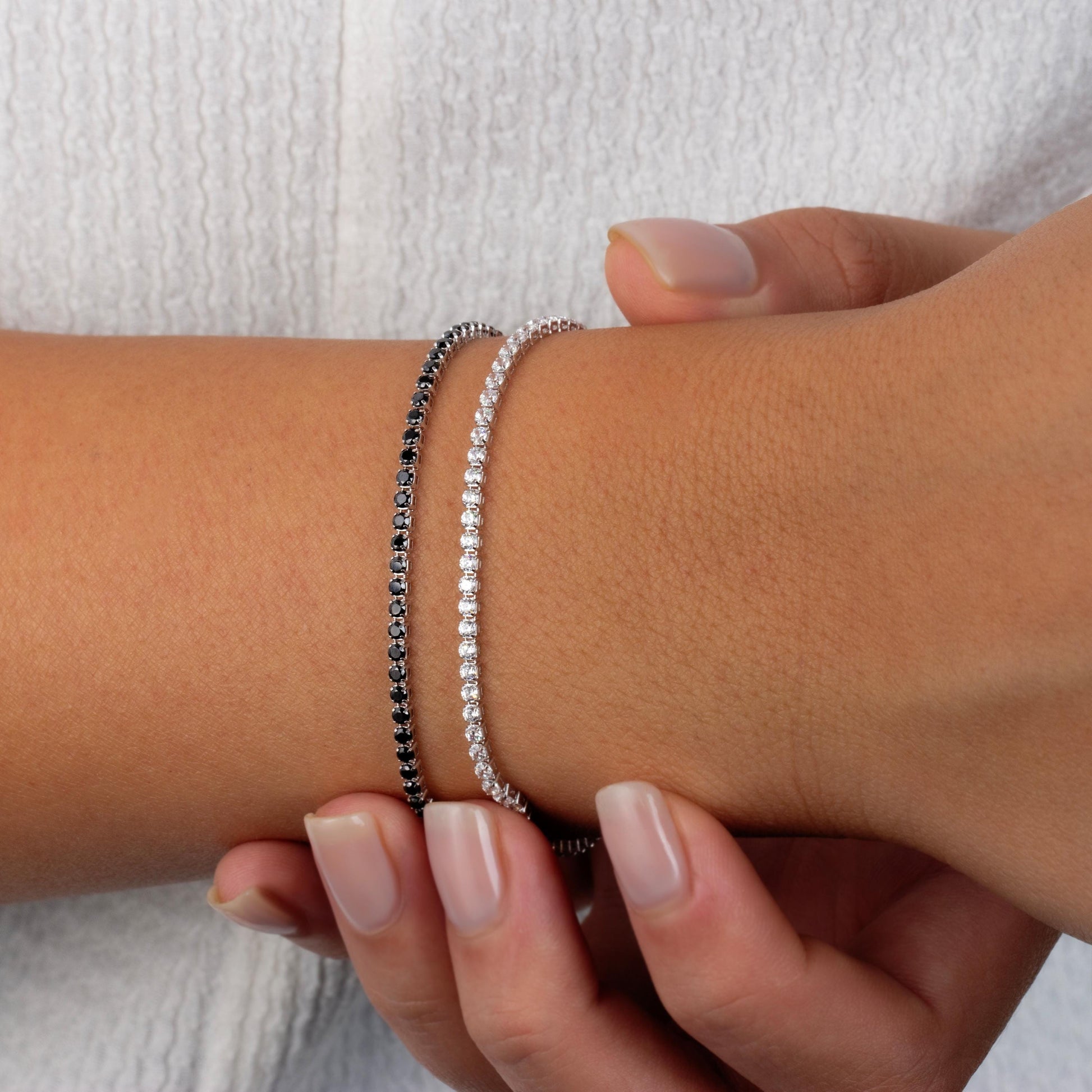 14K Gold Tennis Bracelet | 14K Solid Gold 2mm Tennis Bracelet | Dainty Gold Anniversary Tennis Bracelet | 14K Yellow Gold and White Gold