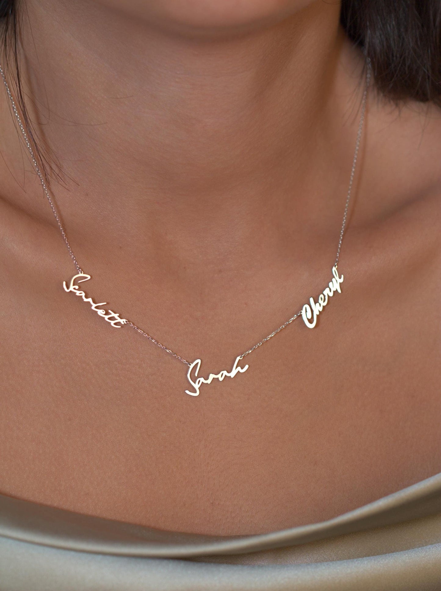 Sterling Silver Multiple Name Necklace | Two , Three Name Necklace | Kids Family Name Necklace | Christmas Gift For Mothers | Gift For Her