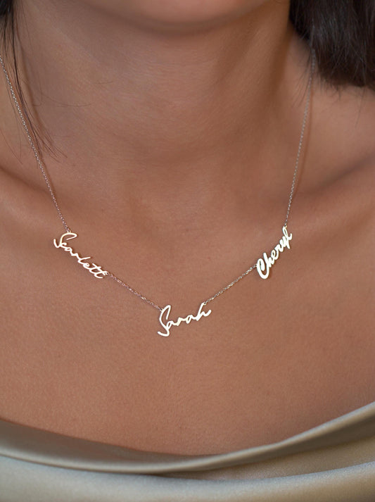 Sterling Silver Multiple Name Necklace | Two , Three Name Necklace | Kids Family Name Necklace | Christmas Gift For Mothers | Gift For Her