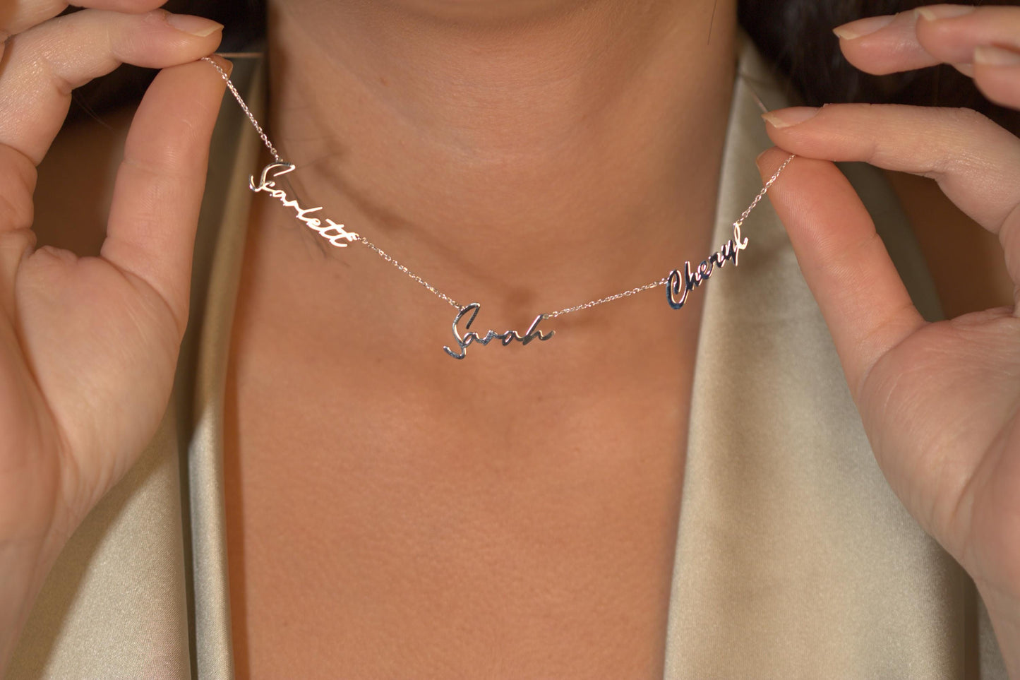 Sterling Silver Multiple Name Necklace | Two , Three Name Necklace | Kids Family Name Necklace | Christmas Gift For Mothers | Gift For Her
