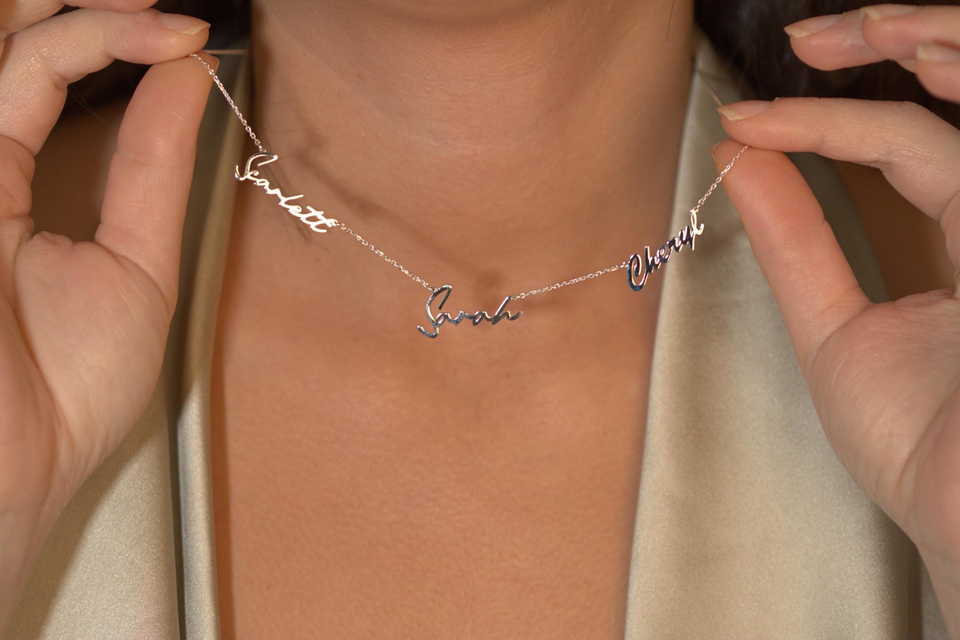 Sterling Silver Multiple Name Necklace | Two , Three Name Necklace | Kids Family Name Necklace | Christmas Gift For Mothers | Gift For Her