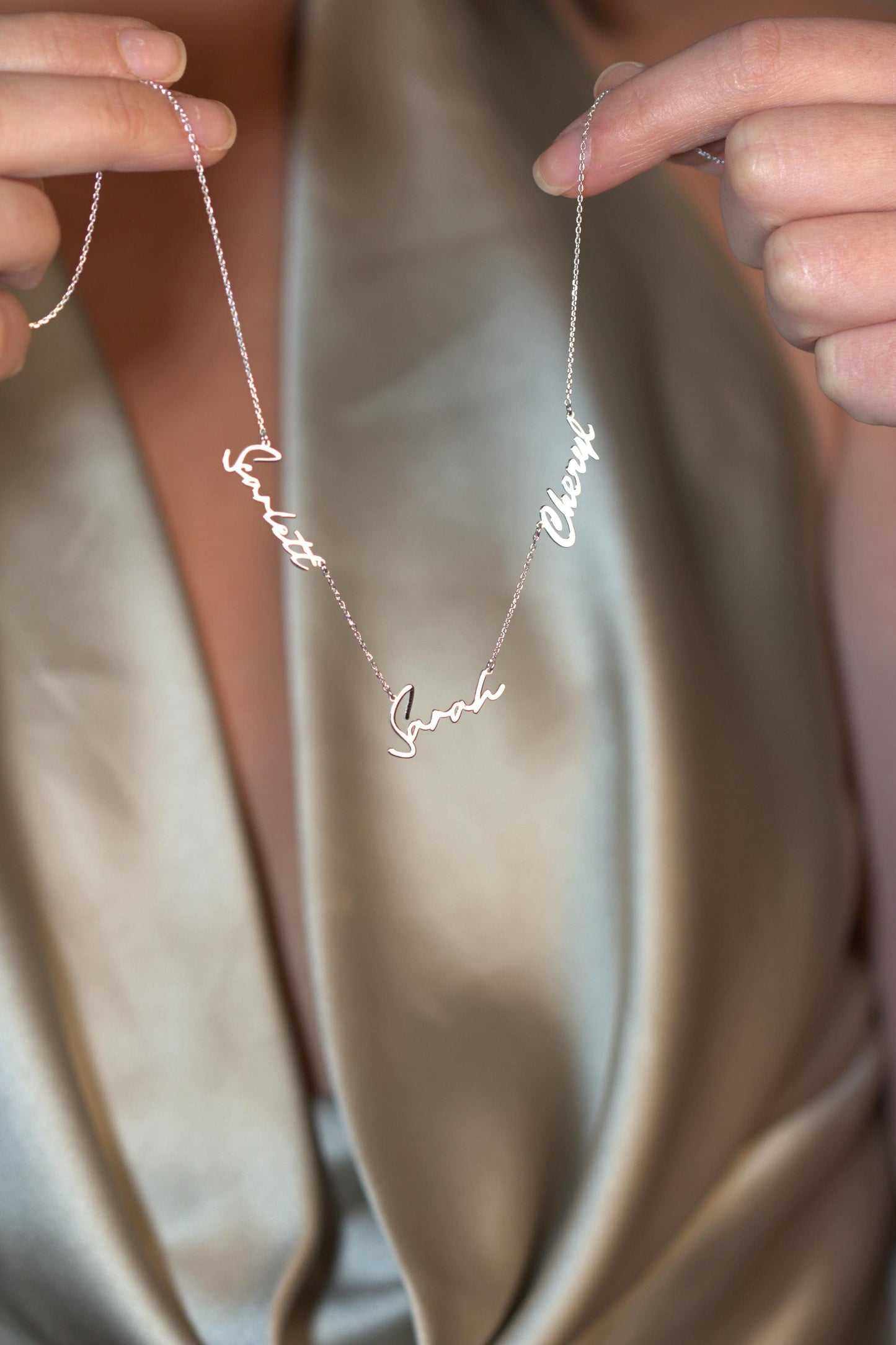Sterling Silver Multiple Name Necklace | Two , Three Name Necklace | Kids Family Name Necklace | Christmas Gift For Mothers | Gift For Her