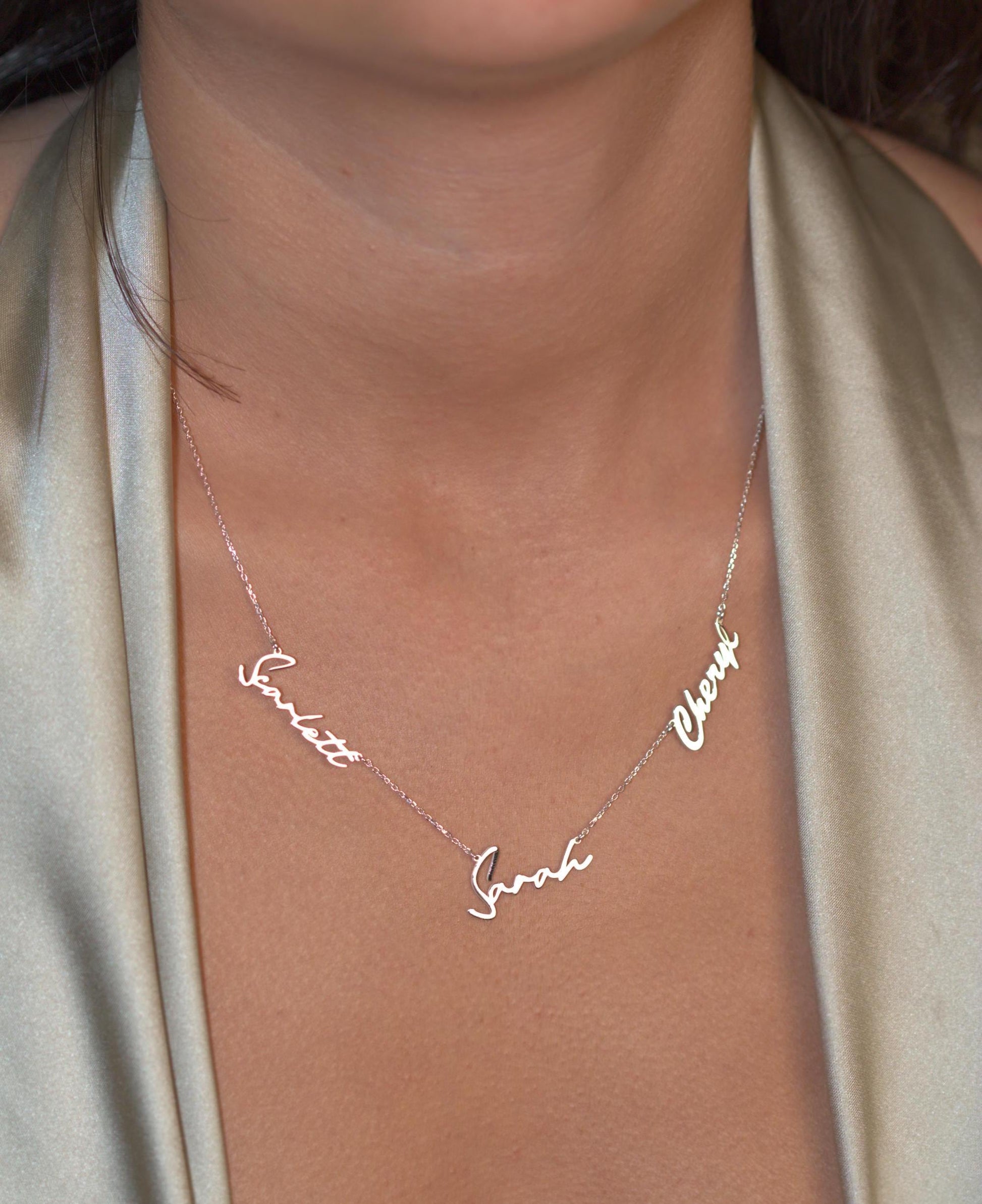 Sterling Silver Multiple Name Necklace | Two , Three Name Necklace | Kids Family Name Necklace | Christmas Gift For Mothers | Gift For Her