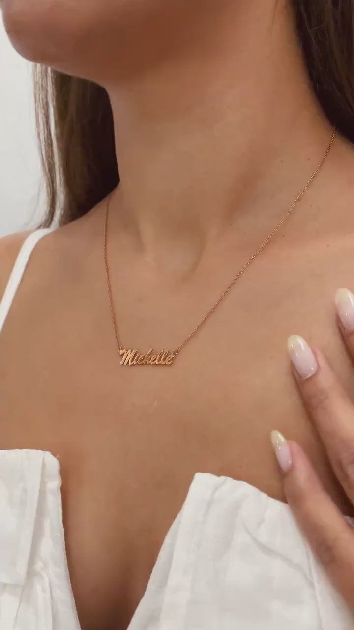 Sterling Silver Minimalist Name Necklace | Custom Name Necklace | Personalised Name Necklace | Custom Nameplate Necklace | Valentines Gift