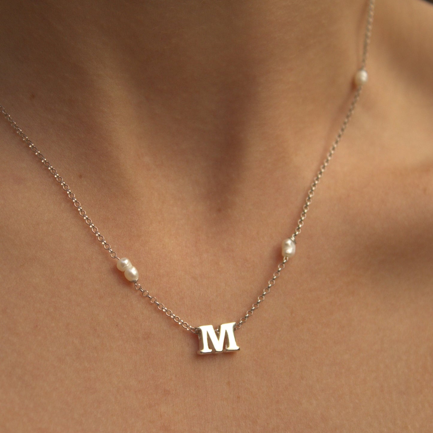 Gold Pearl initial Necklace | Fresh Pearl Necklace | Dainty Pearl Necklace|Layering Necklace | Personalized Initial Necklace| Valentines Day
