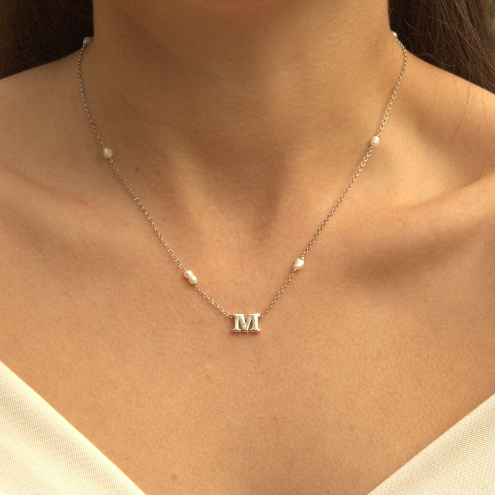 Gold Pearl initial Necklace | Fresh Pearl Necklace | Dainty Pearl Necklace|Layering Necklace | Personalized Initial Necklace| Valentines Day