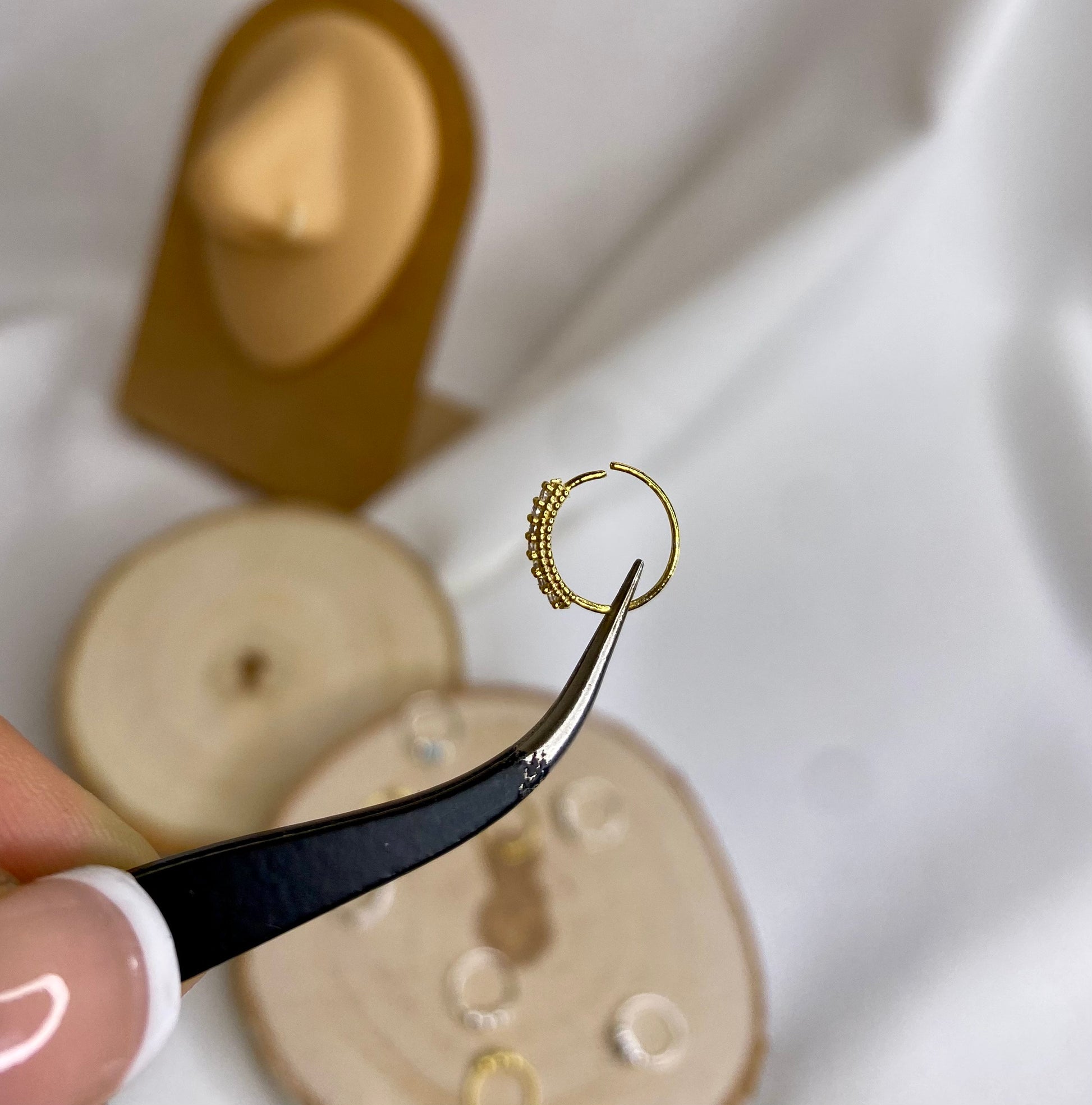 Sterling Silver Gold Hoop Nose Ring | 3 Ball Nose Ring | 925 Sterling Silver Nose Ring | Seamless Nose Ring | Indian Hoop Nose Ring
