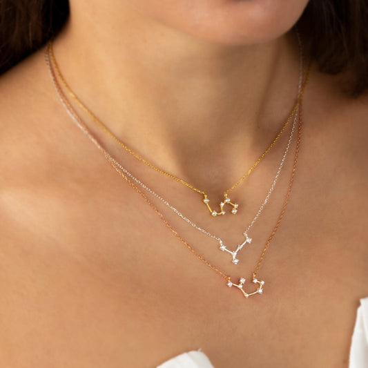 925 Sterling Silver Zodiac Necklace | Personalised Startsign Necklace | Celestial Jewellery | Libra Zodiac Jewellery | Constellation |