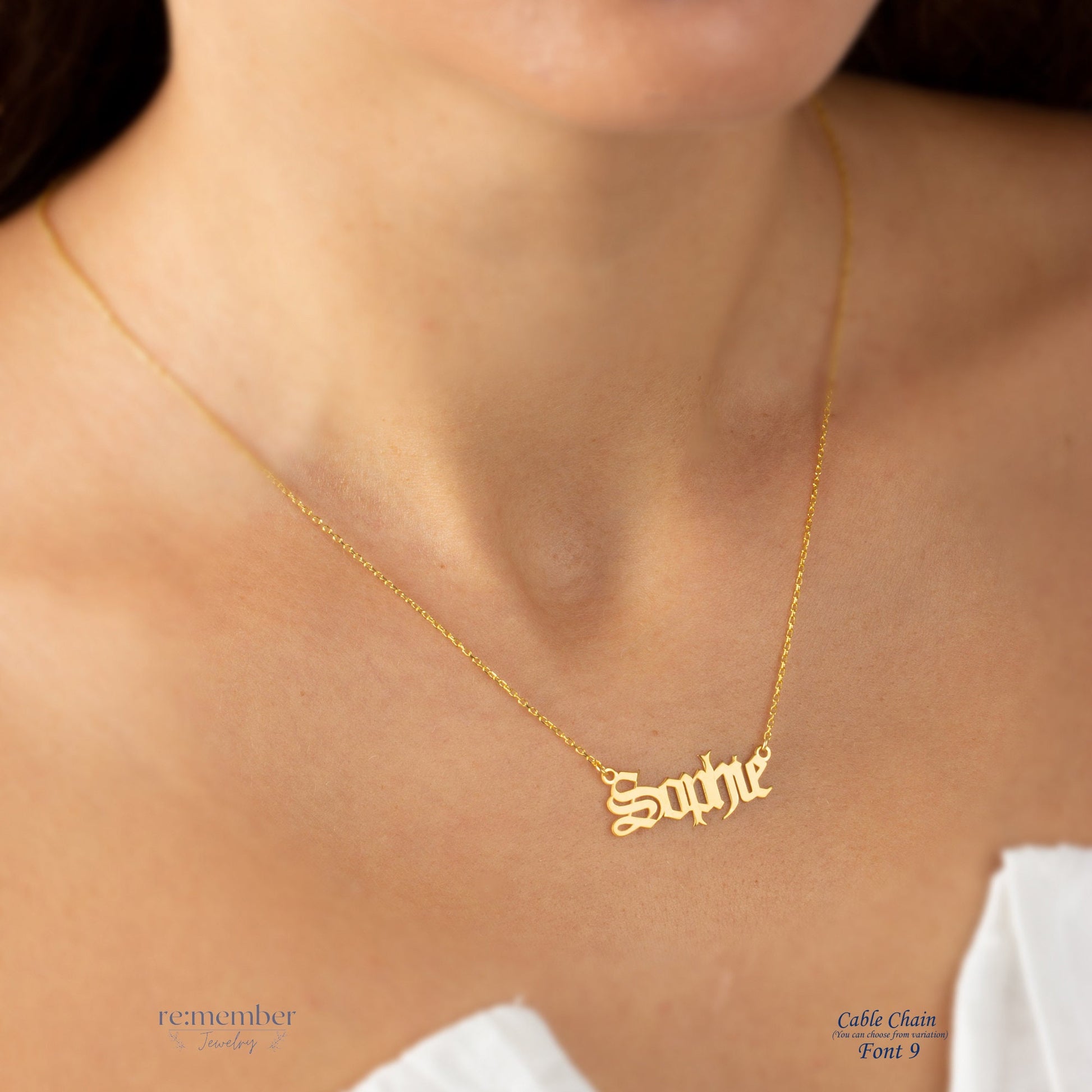 Sterling Silver Minimalist Name Necklace | Custom Name Necklace | Personalised Name Necklace | Custom Nameplate Necklace | Valentines Gift