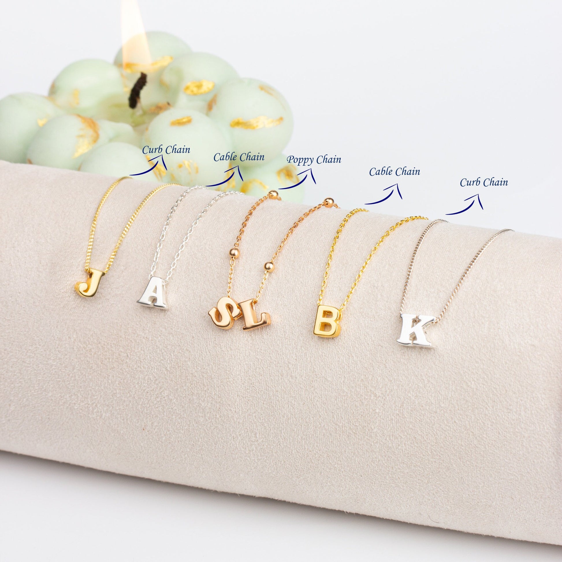 Personalized Dainty initial Necklace | Custom Letter Necklace | Tiny initial Charm in Silver , Gold  Rose | Delicate letter | Gift for Her
