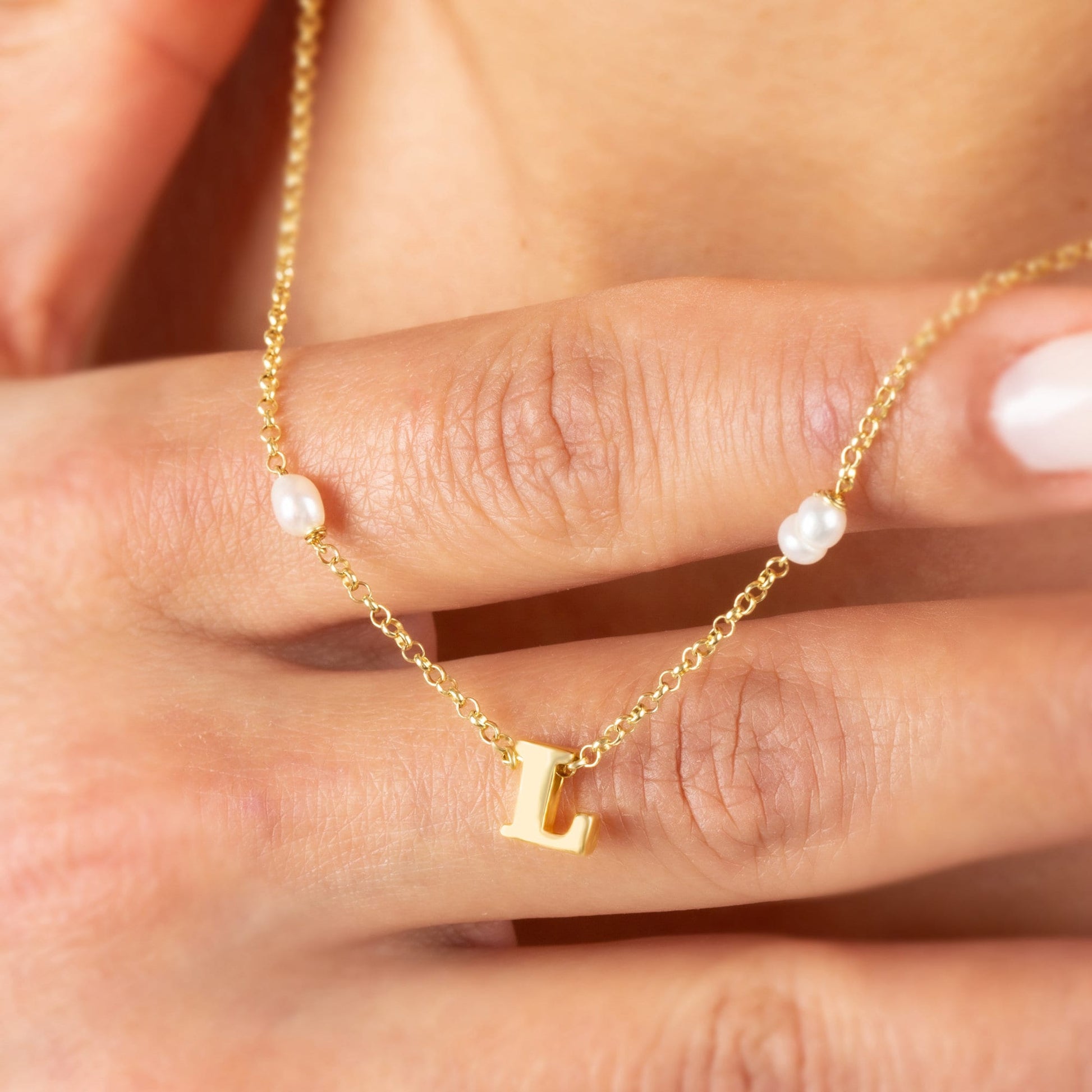 Gold Pearl initial Necklace | Fresh Pearl Necklace | Dainty Pearl Necklace|Layering Necklace | Personalized Initial Necklace| Valentines Day