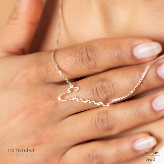 Sterling Silver Minimalist Name Necklace | Custom Name Necklace | Personalised Name Necklace | Custom Nameplate Necklace | Valentines Gift