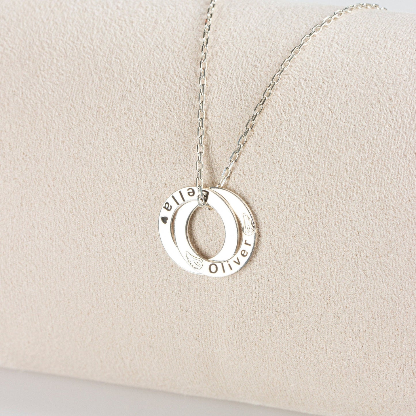 Personalised Russian Ring Necklace | Name Engraved Family Necklace | Personalised Jewellery | Mom Necklace With Kids Names |Interlock Circle