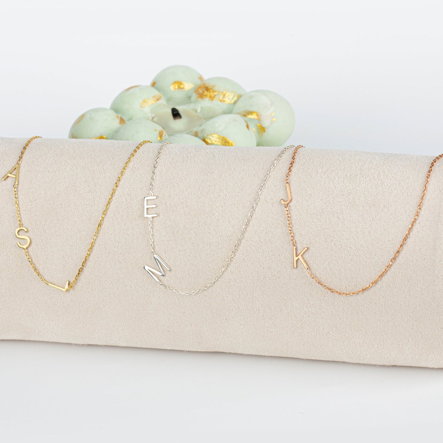 Personalised Minimalist Sideways Initial Necklace in Sterling Silver , Gold , Rose | Extra Tiny Custom Letter Necklace | Spaced Necklace