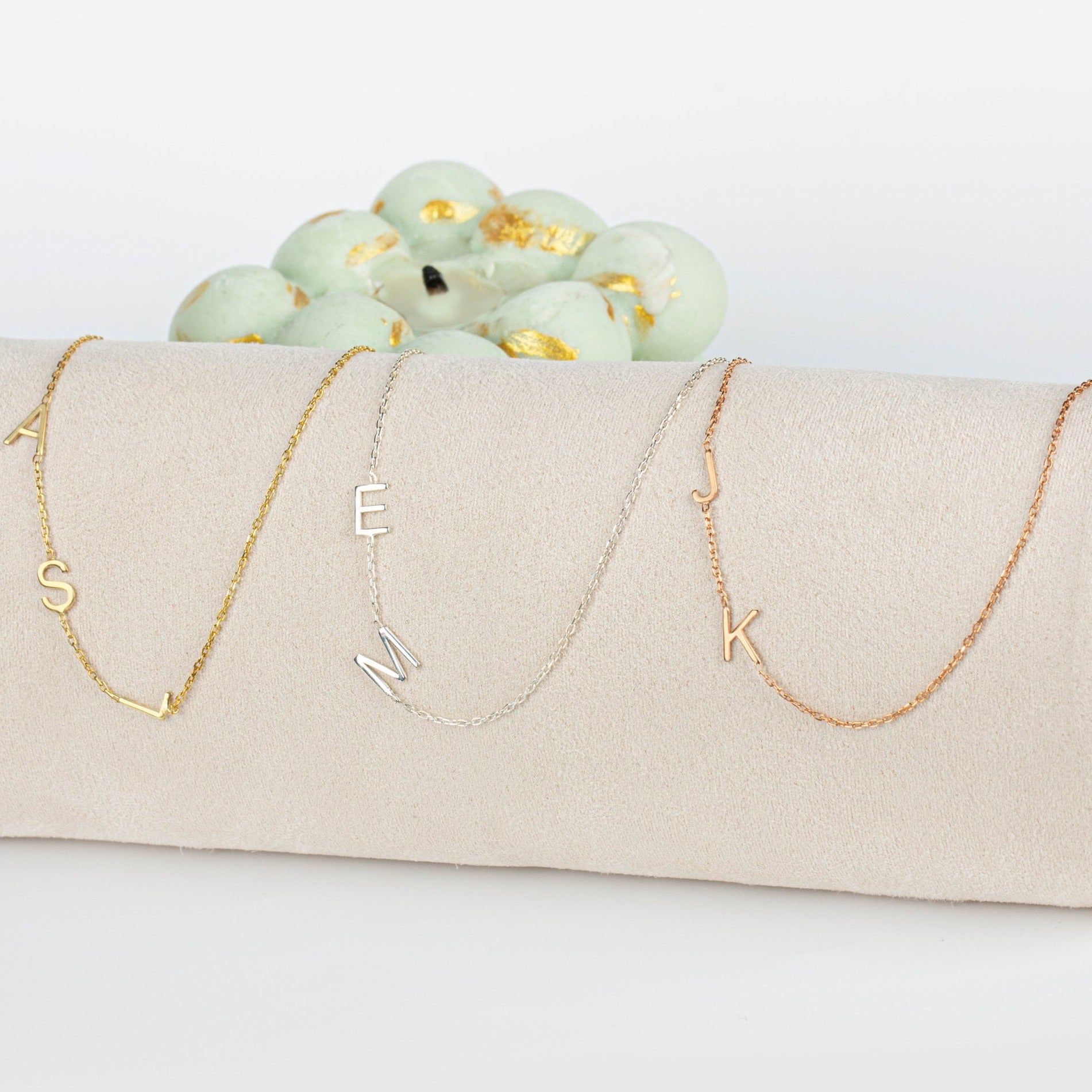 Personalised Minimalist Sideways Initial Necklace  in Sterling Silver , Gold , Rose | Extra Tiny Custom Letter Necklace | Spaced Necklace