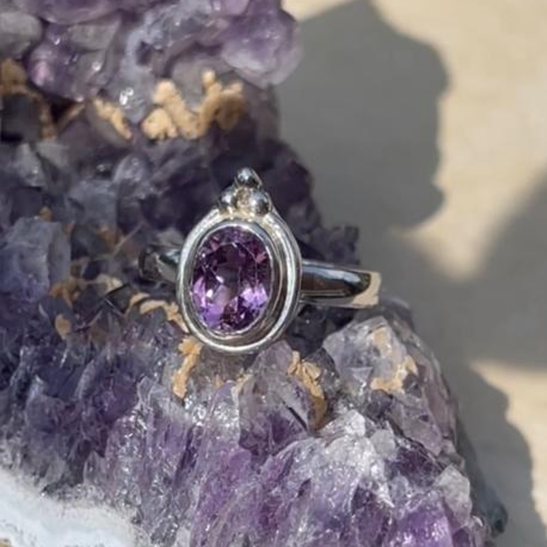 925 Solid Sterling Silver Natural Amethyst