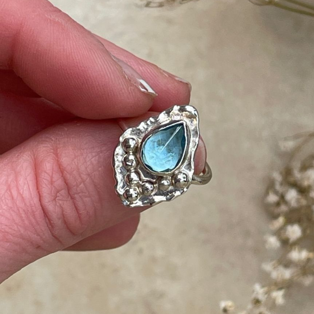 925 Solid Sterling Silver, Aquamarine