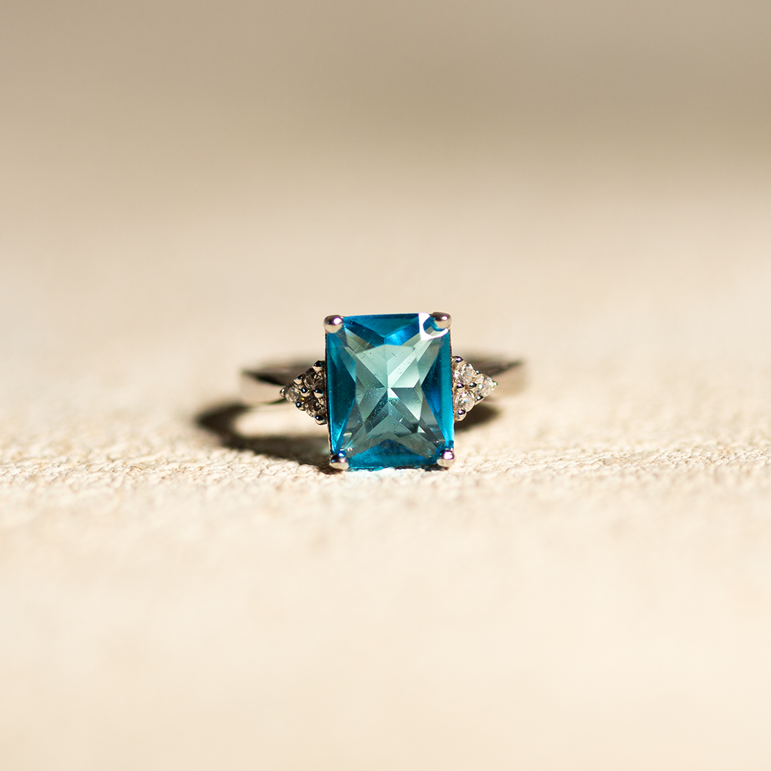 Cubic Zirconia Sky Blue | Solid 925 Sterling Silver Ring