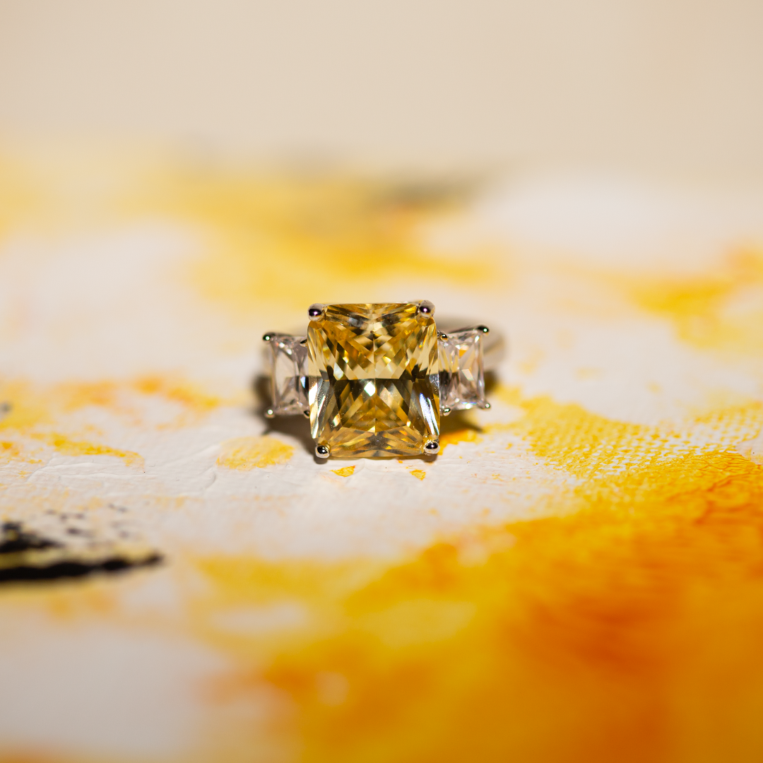 Cubic Zirconia Orange | Solid 925 Sterling Silver Ring