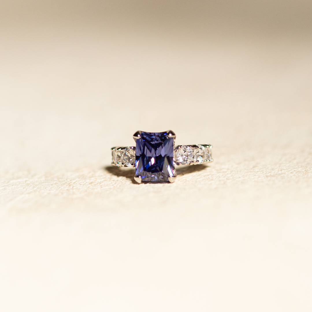 Cubic Zirconia Navy | Solid 925 Sterling Silver Ring