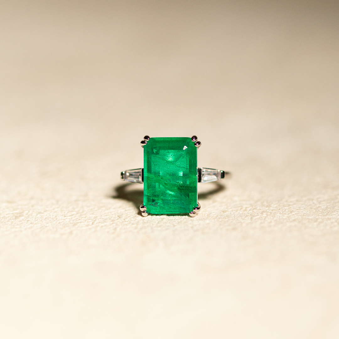 Cubic Zirconia Green | Solid 925 Sterling Silver Ring