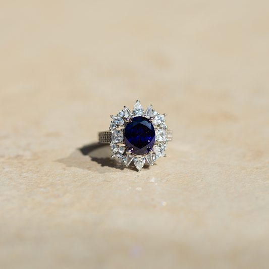 Cubic Zirconia Navy | Solid 925 Sterling Silver Ring
