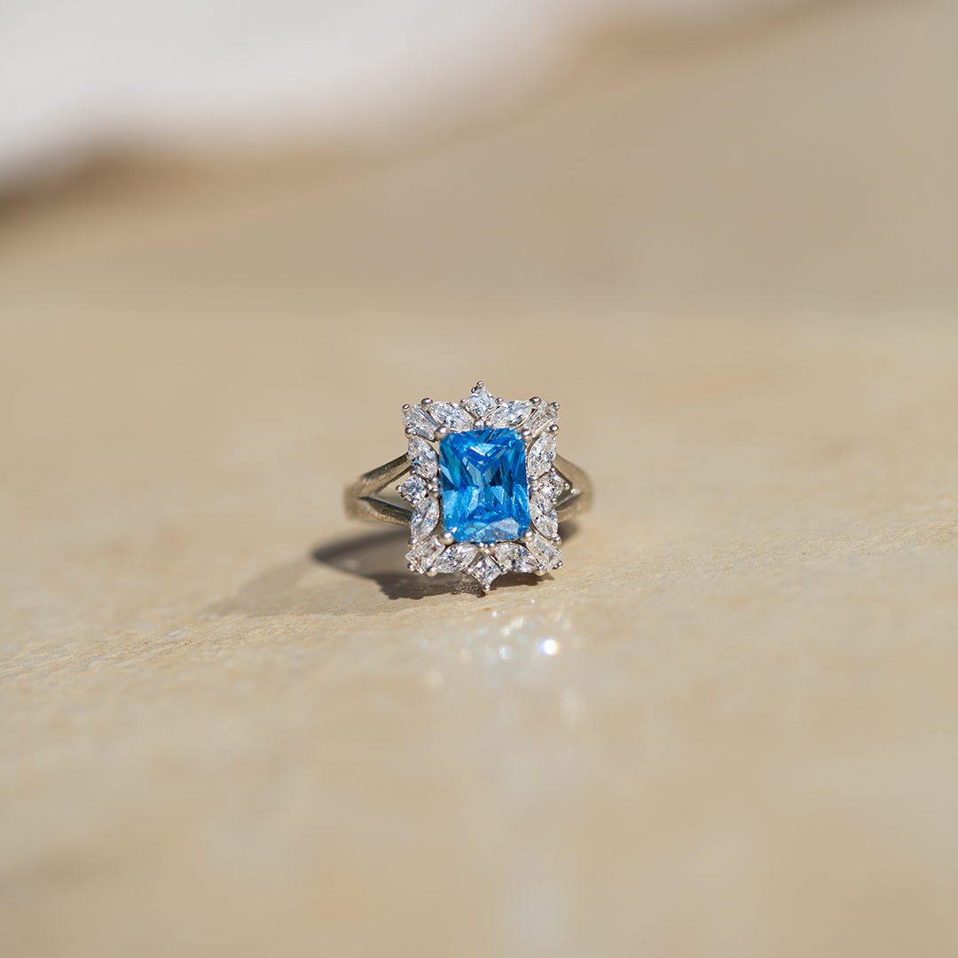 Cubic Zirconia Sky Blue | Solid 925 Sterling Silver Ring