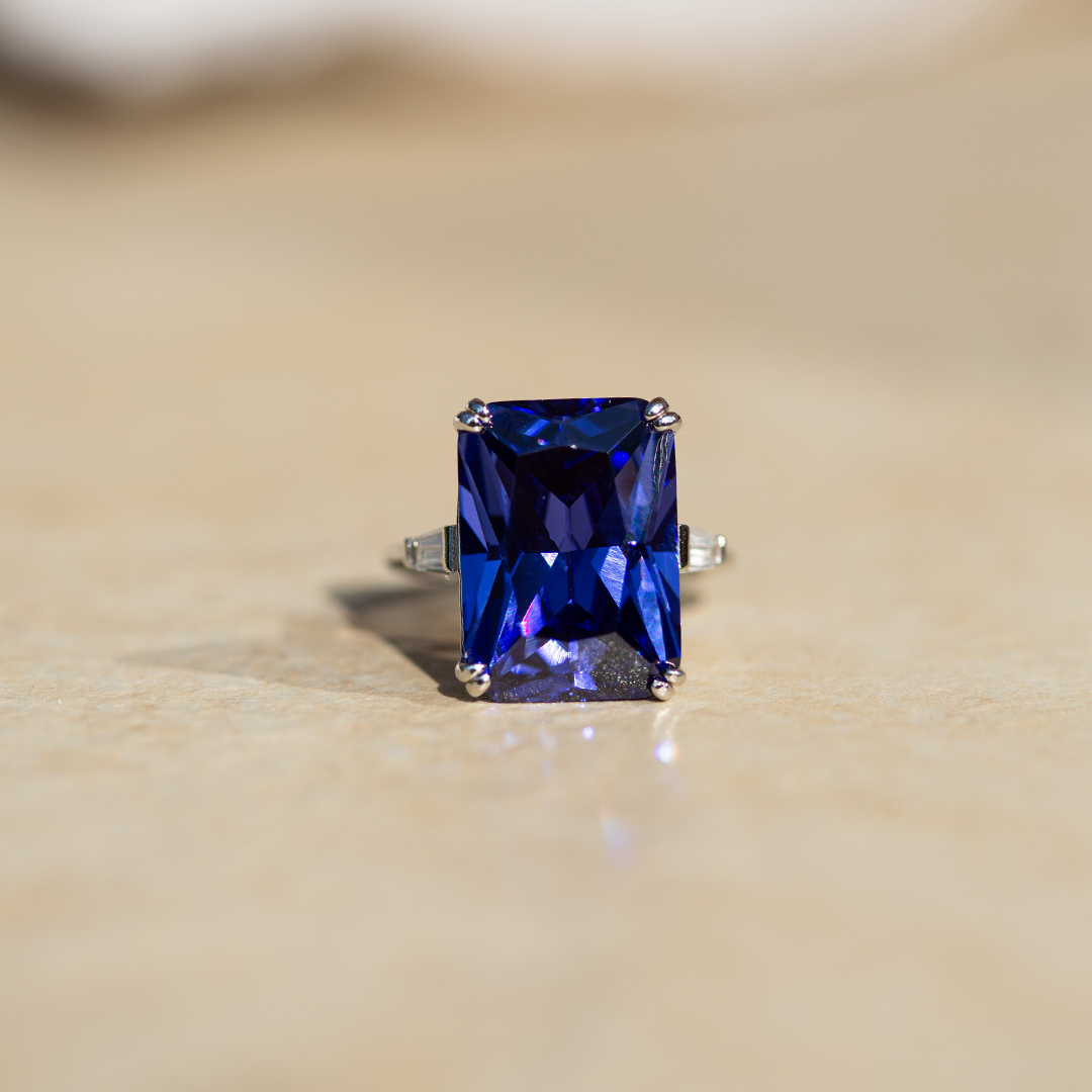 Cubic Zirconia Navy | Solid 925 Sterling Silver Ring