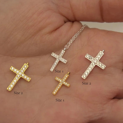 Sterling Silver Cubic Zirconia Cross Necklace