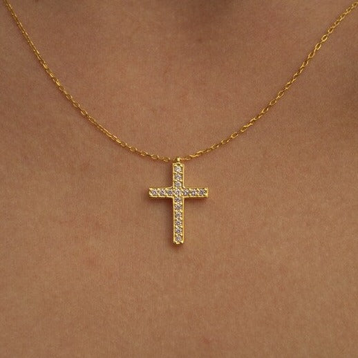 Sterling Silver Cubic Zirconia Cross Necklace