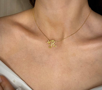 925 Gold Initial Necklace | Unique Initial Necklace | Custom initial Necklace | Personalized initial Necklace | Monogram Necklace |