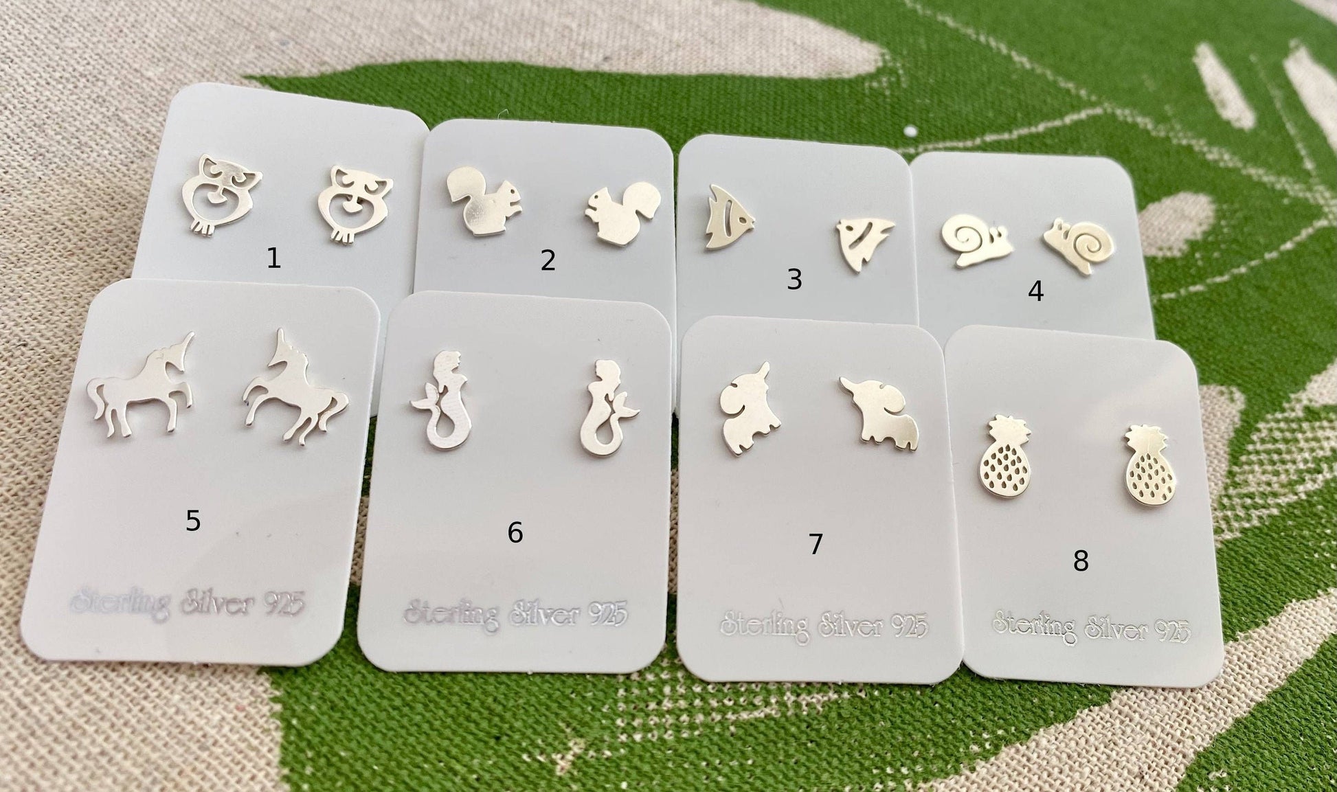 Sterling Silver Funny Animal Earrings | Owl Earrings | Unicorn Earrings | Fish | Mermaid Earrings | Squirrel Earrings | Pineapple Earrings