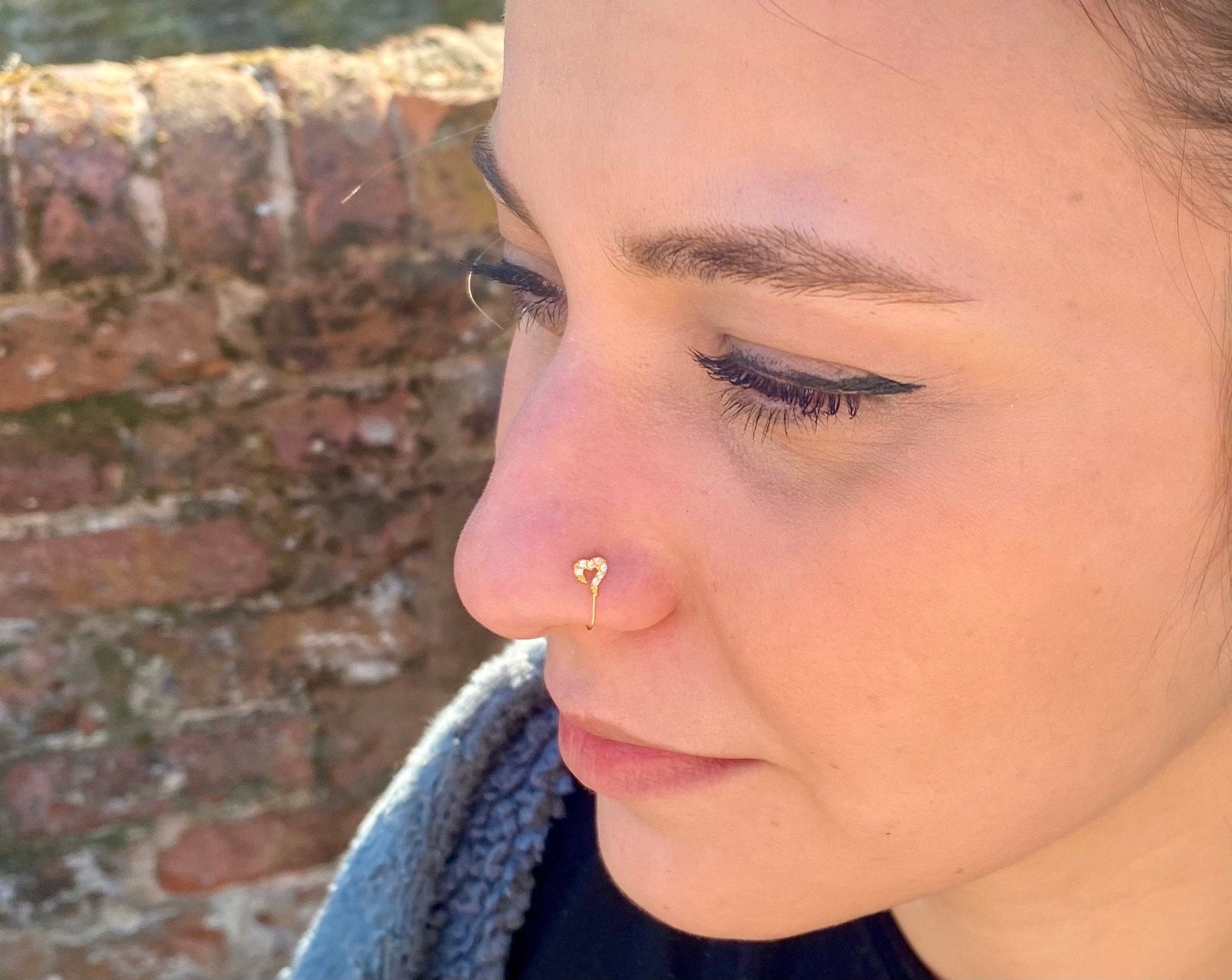 Sterling Silver Tiny Cute Nose Ring Body Jewelry, No Pierced fake nose cuff, NON PIERCING nose ring Jewelry, Clip on Nose cuff.