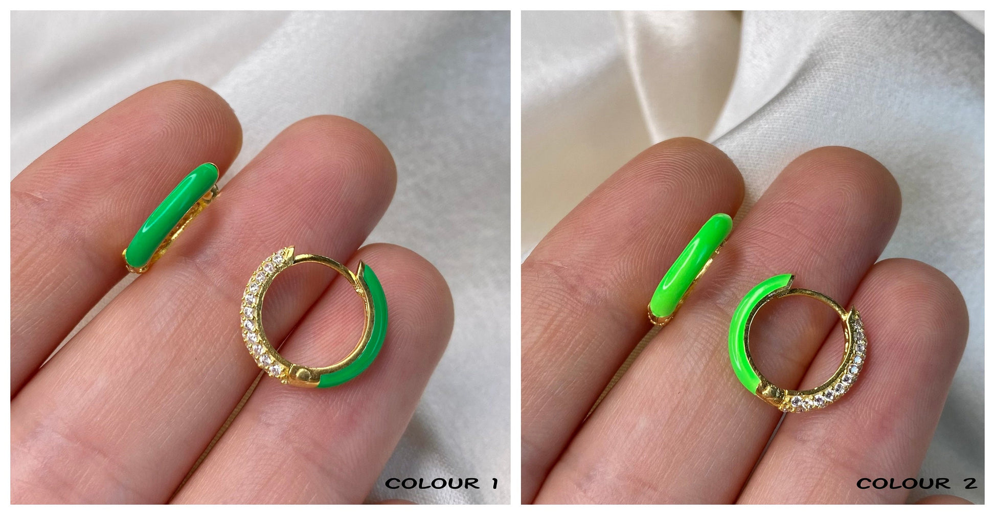 Multicolor Enamel huggie hoop earrings | Colourful Tiny hoops | Dainty hoops | Enamel earrings | Cz hoops | Rainbow hoops | Tiny hoops