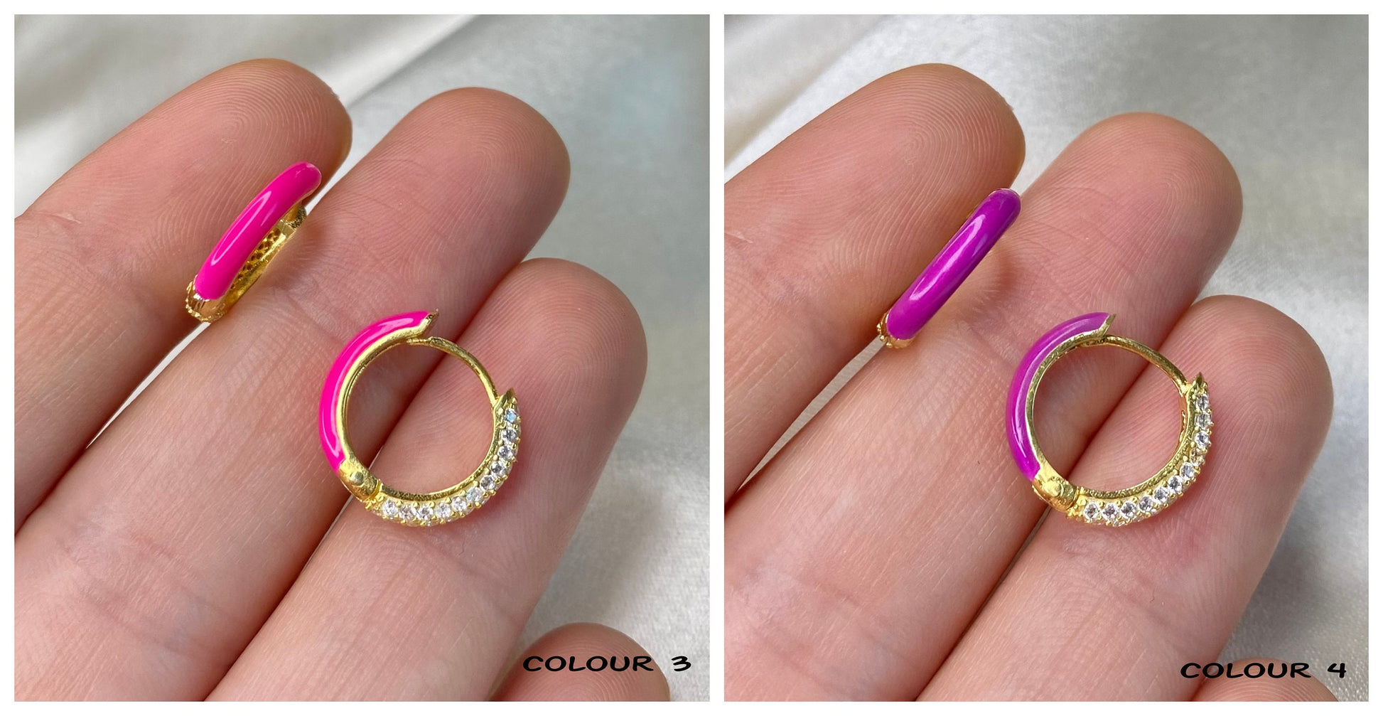 Multicolor Enamel huggie hoop earrings | Colourful Tiny hoops | Dainty hoops | Enamel earrings | Cz hoops | Rainbow hoops | Tiny hoops