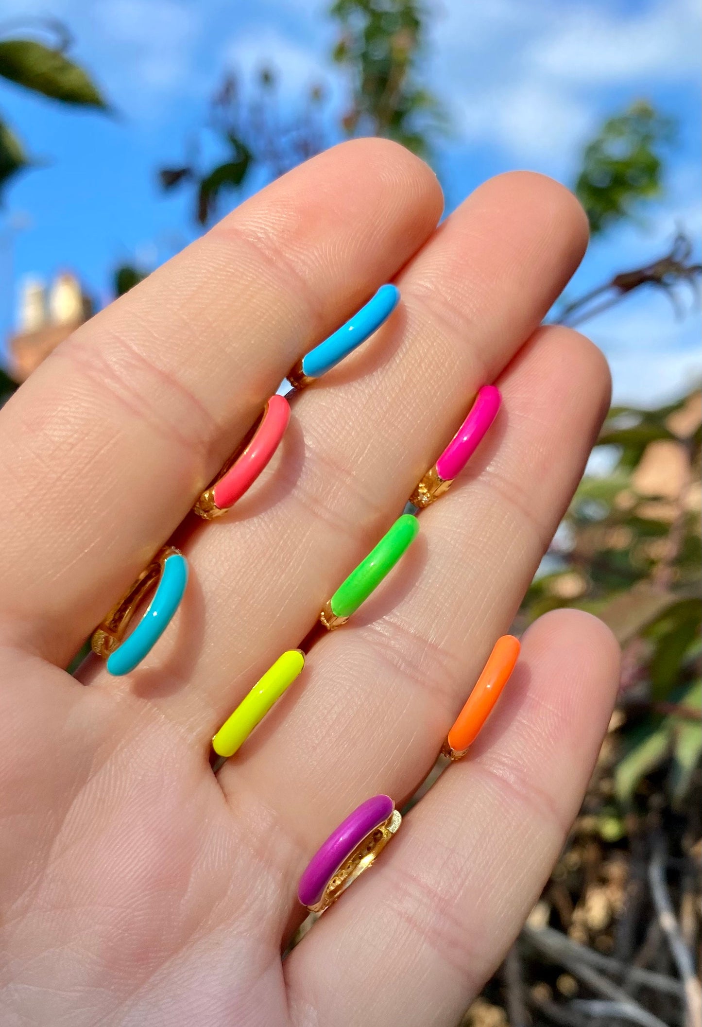 Multicolor Enamel huggie hoop earrings | Colourful Tiny hoops | Dainty hoops | Enamel earrings | Cz hoops | Rainbow hoops | Tiny hoops