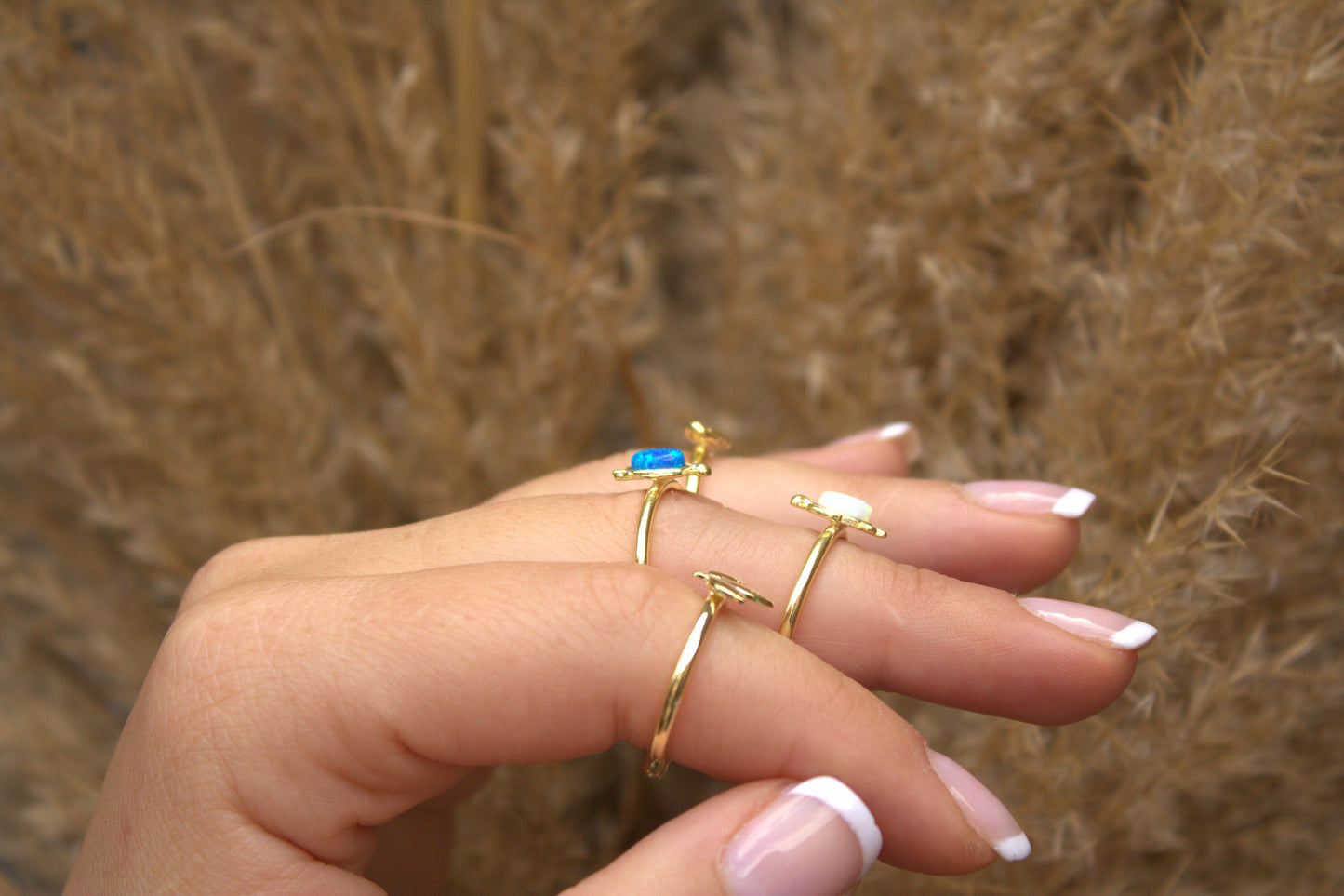 Gold Opal Rings | Opal Ring For Women | Gold Simple Dainty Jewelry | Celestial Jewelry | Wife Gifts For Her Girlfriend | 925 Sterling Silver