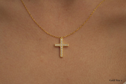 925 Sterling Silver Cross Pendant | Cubic Zirconia Cross Necklace | Gold Cross Pendant Necklace | Dainty Cross Jewellery| Tiny Silver Cross