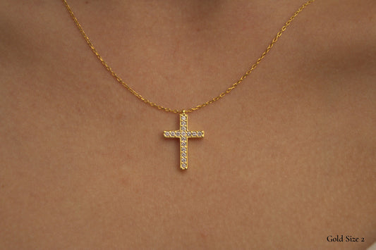 925 Sterling Silver Cross Pendant | Cubic Zirconia Cross Necklace | Gold Cross Pendant Necklace | Dainty Cross Jewellery| Tiny Silver Cross