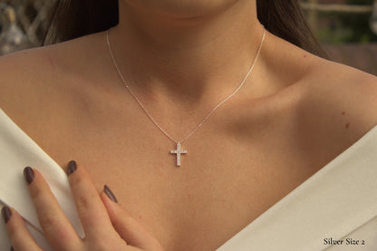 925 Sterling Silver Cross Pendant | Cubic Zirconia Cross Necklace | Gold Cross Pendant Necklace | Dainty Cross Jewellery| Tiny Silver Cross