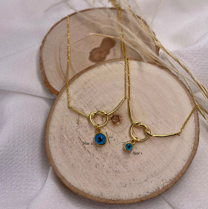 Sterling Silver Knot Necklace with Evil Eye| Gold Knot Necklace | Dainty evil eye necklace | Silver Evil Eye Necklace | Christmas Gift