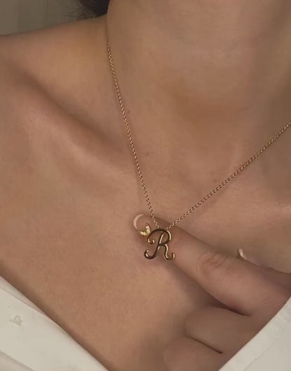 925 Gold Initial Necklace | Unique Initial Necklace | Custom initial Necklace | Personalized initial Necklace | Monogram Necklace |