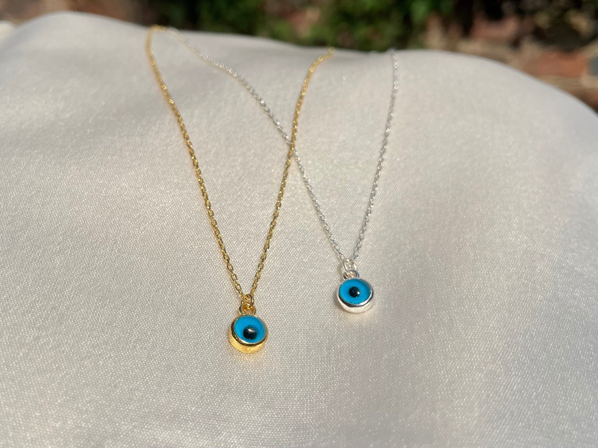 925 Sterling Silver Gold Evil Eye Necklace | Minimalist evil eye Necklace | Traditional Turkish eye Necklace |Evil eye Talisman