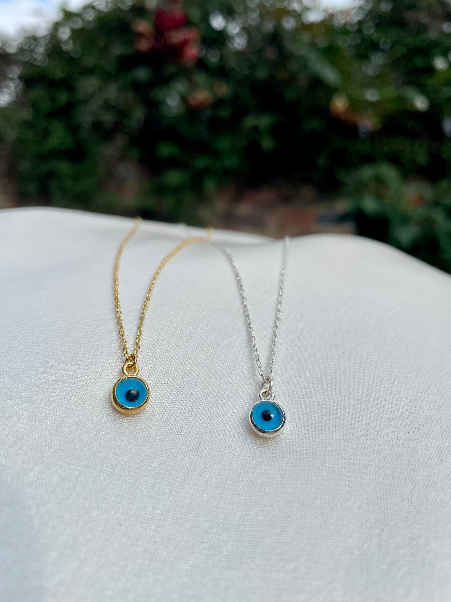 925 Sterling Silver Gold Evil Eye Necklace | Minimalist evil eye Necklace | Traditional Turkish eye Necklace |Evil eye Talisman